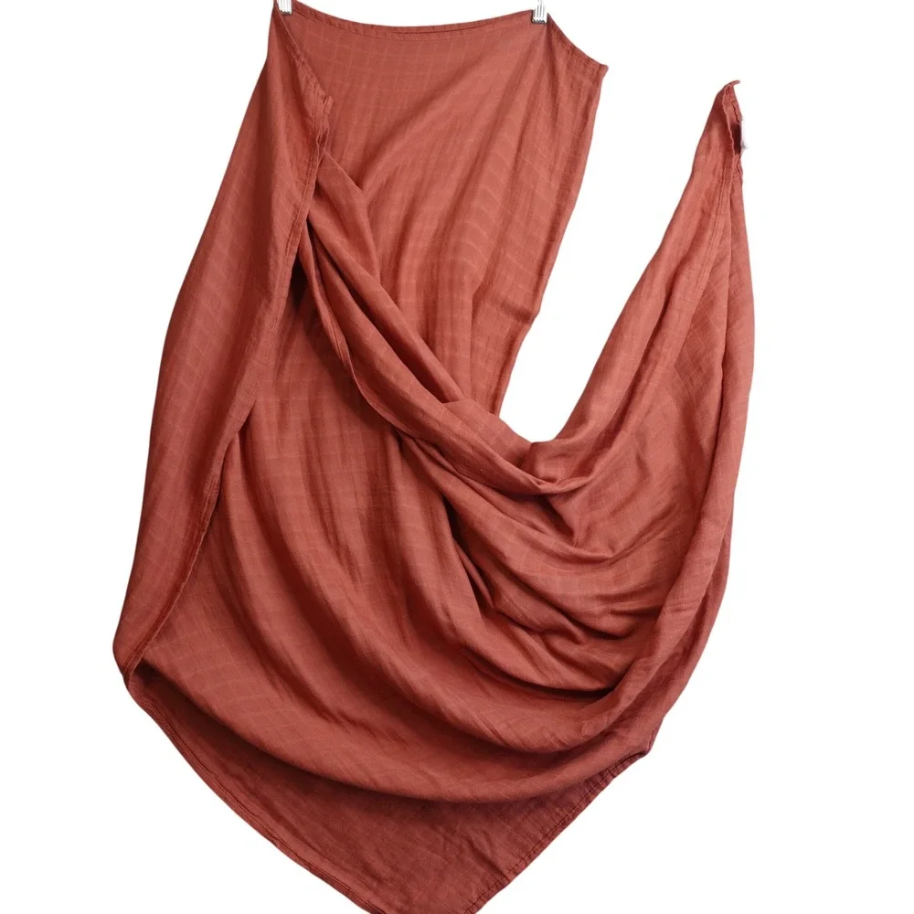 Pondering Pine Bamboo Organic Cotton Muslin Swaddle Blanket 47x47 Rust Earthy